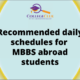 Recommended daily schedules for MBBS abroad students